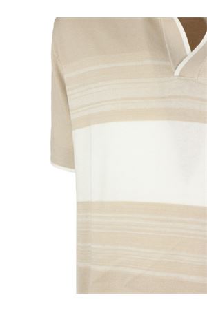 Beige cotton knit polo shirt PAOLO PECORA | A019F1000001